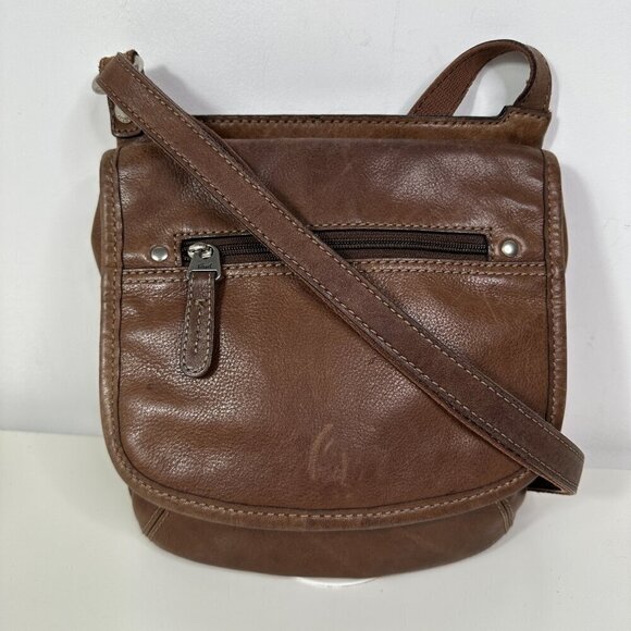 Fossil Brown Leather Saddle Crossbody Messenger Flap Bag - Picture 2 of 12